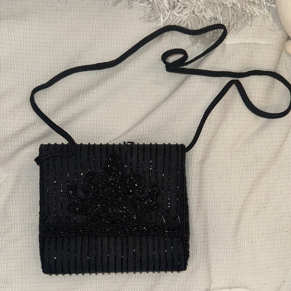 Elegant Black Beaded Women's Bag